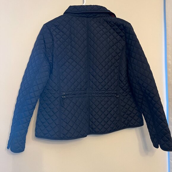 Hobbs London Quilt Quilted Coat Jacket Blue navy 12 large pocket silver zipper - Picture 14 of 14